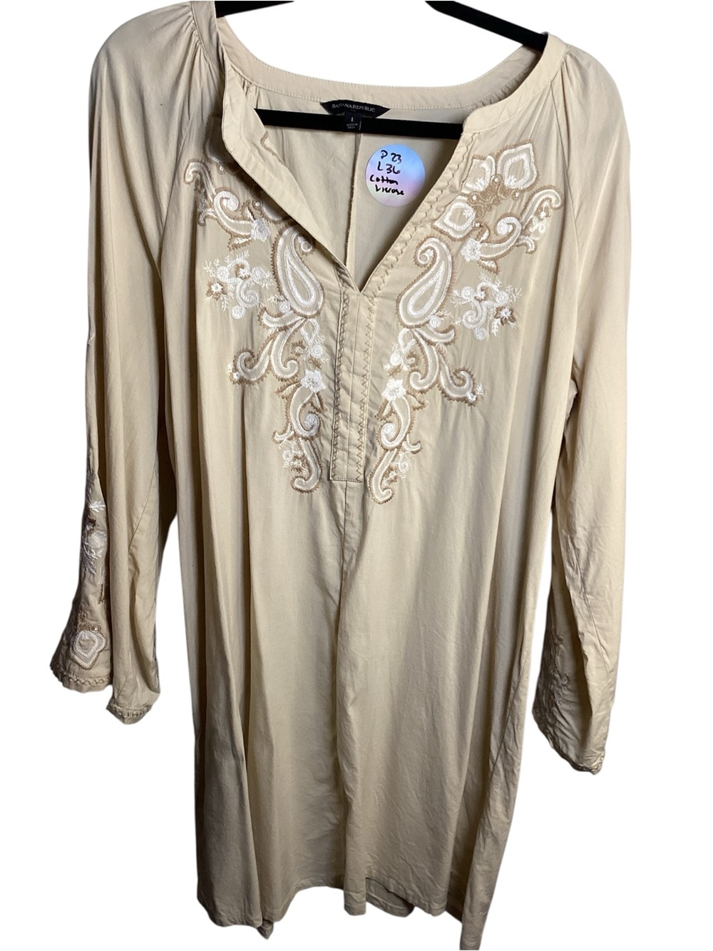 Banana Republic Cream Embroidered Dress
